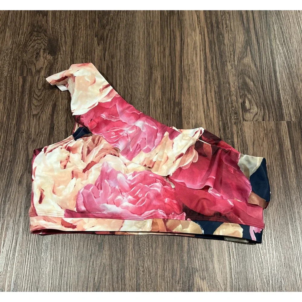 Albion Icon Aussie Pink  Wave Swim Crop Top Floral Print Size XXL